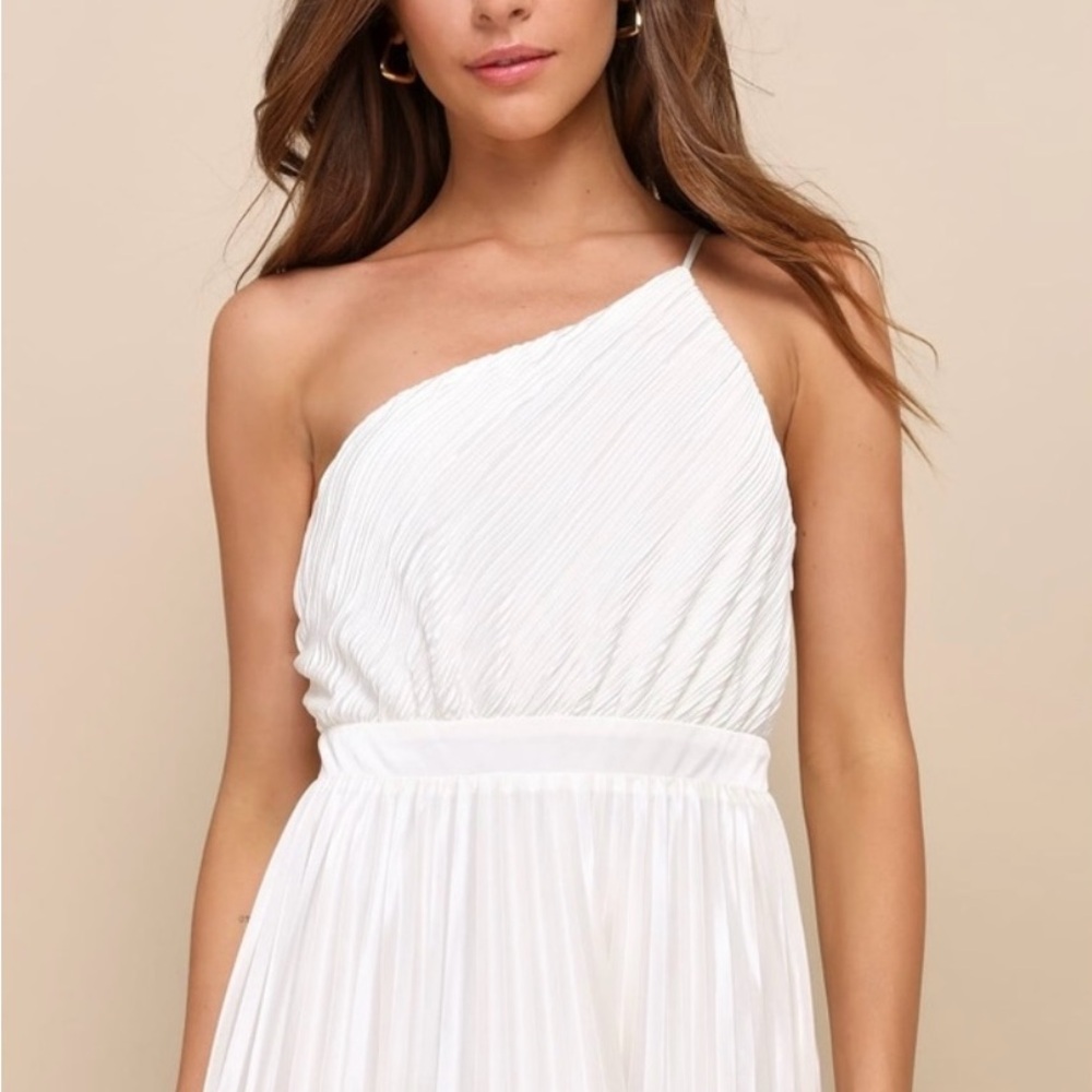 Lulu's Elegant Cream One-Shoulder Dress - Picture 3 of 9